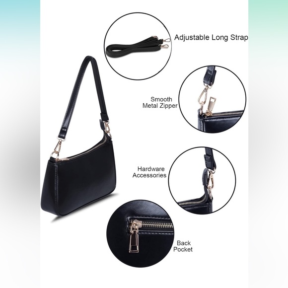 NWT Women Retro Vegan Leather Shoulder Bag with Zipper Closure - Picture 4 of 10